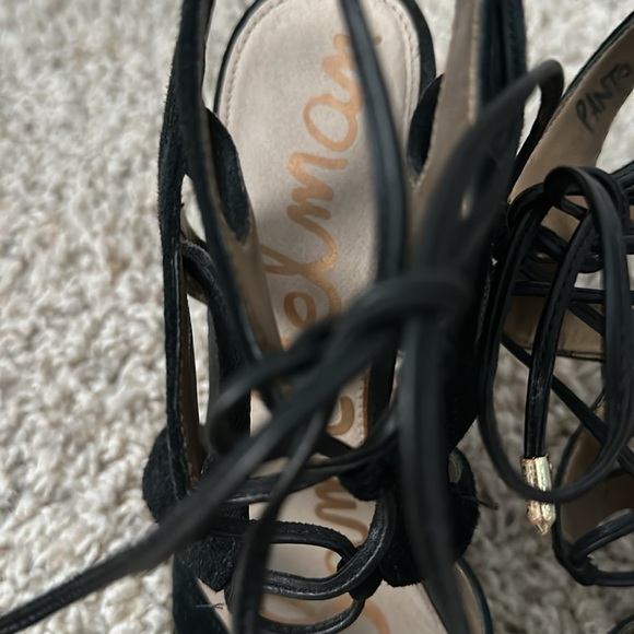 Sam Edelman Black, Lace-up, Suede Heels. Size 8. - Picture 2 of 8